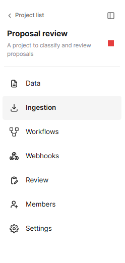 Ingestion tab selection