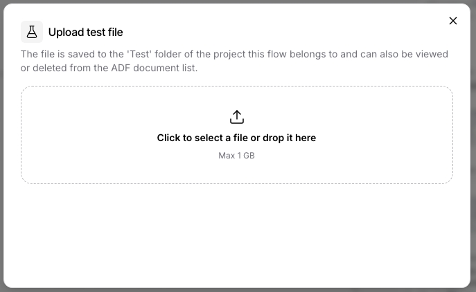 Upload test file dialog